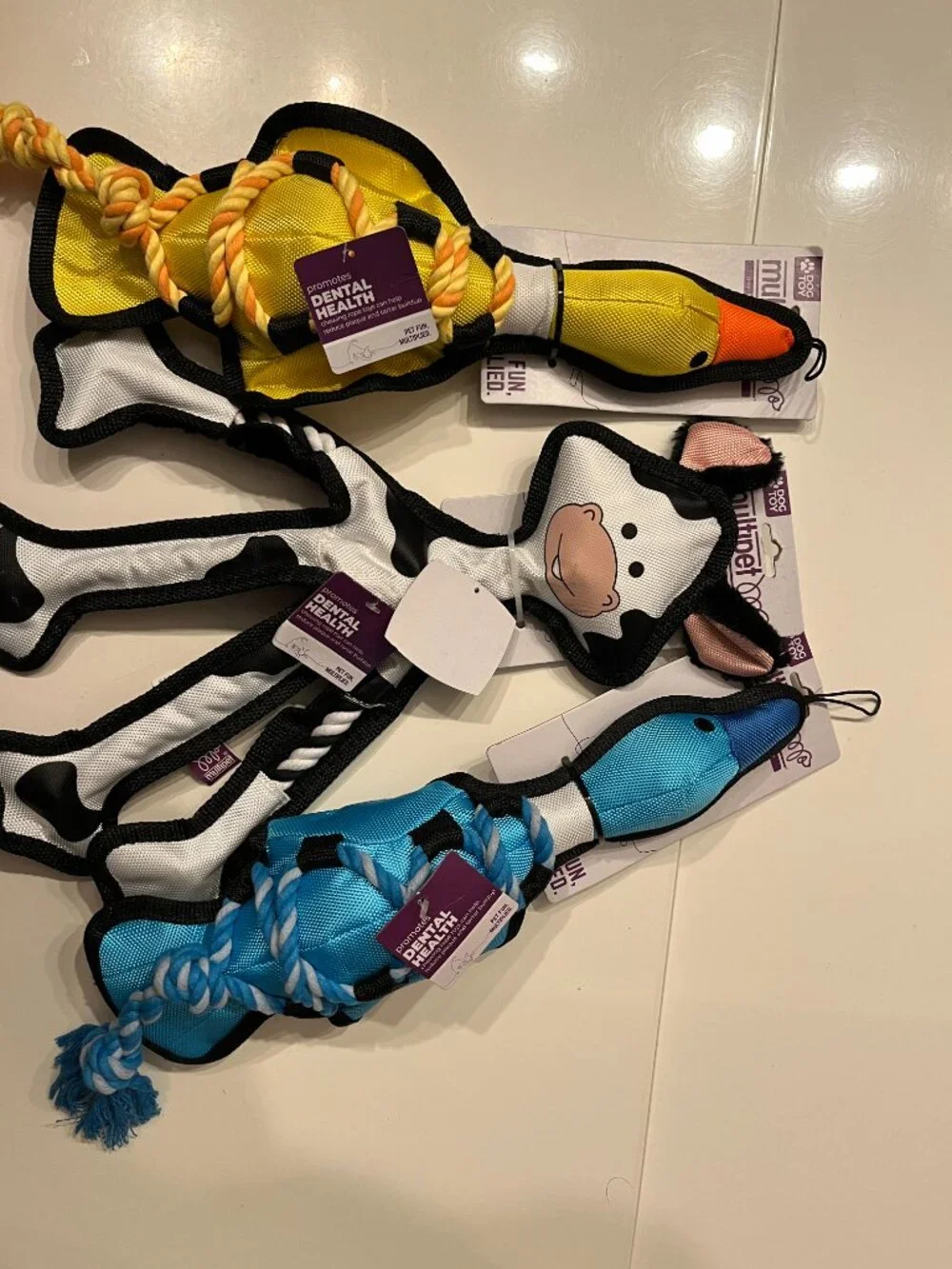 Dog Rope Toy Bundle Duck & Cow Tug Toys (Set of 3)